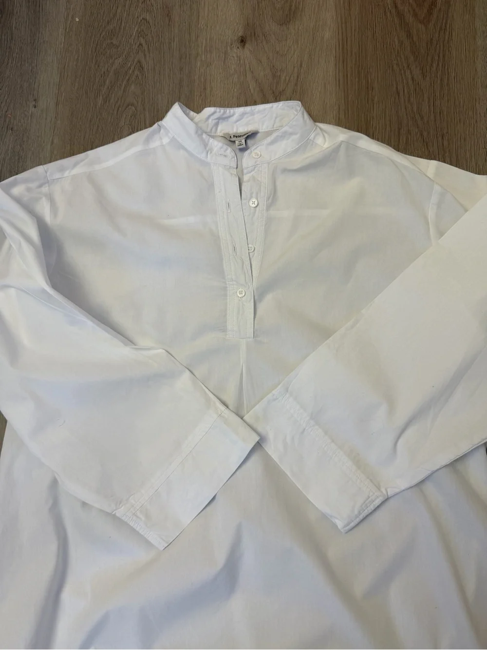J. Peterman White Mandarin-Collar Tunic Nightshirt - Picture 4 of 8